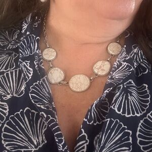 Cream and Silver Cascade Necklace with Vintage Charm